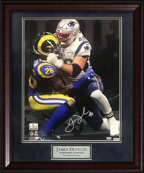 James Develin Autograph Photo Super Bowl LIII The Block Framed 20x24