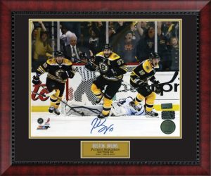 Zdeno Chara, Brad Marchand, Patrice Bergeron Boston Bruins Autographed  11x14 Framed Blackout Photo
