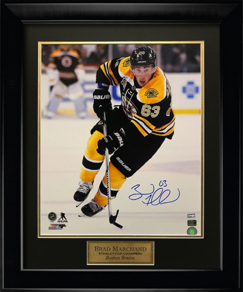 Brad Marchand Boston Bruins Signed Game Used Stick Piece Frame Display A