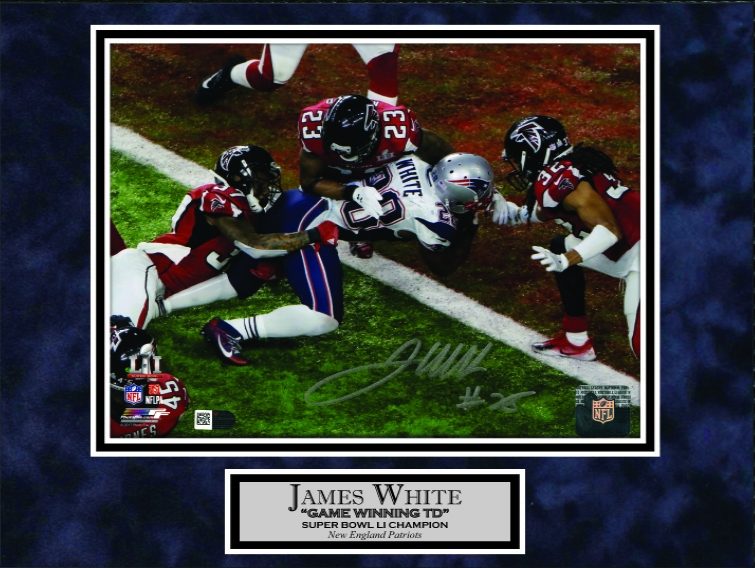 James White Autograph Photo Super Bowl LI Game Winning Touchdown 11x14