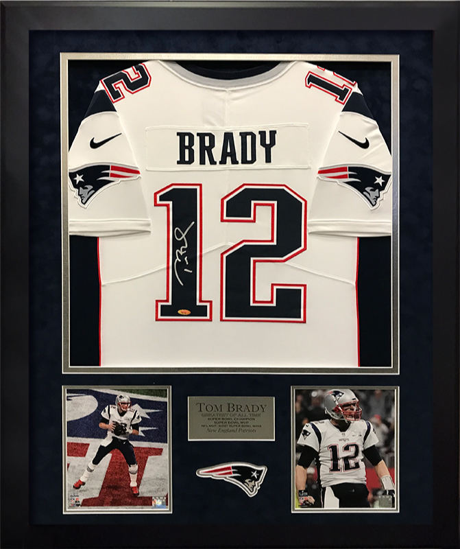 Tom Brady Autograph Jersey New England Patriots White Framed 32x40