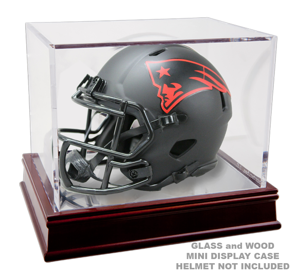 Mini Helmet Display Case Glass And Wood New England Picture