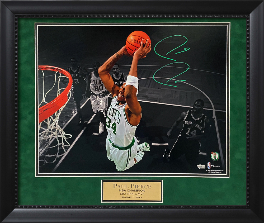 Julius Erving Philadelphia 76ers Autographed 8 x 10 Dunk in Red vs. Boston Celtics Photograph