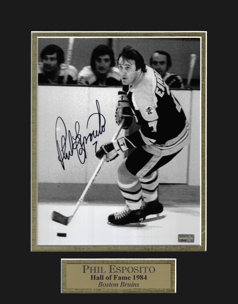 Phil Esposito Autograph Photo White Uniform Skate Alone 11×14