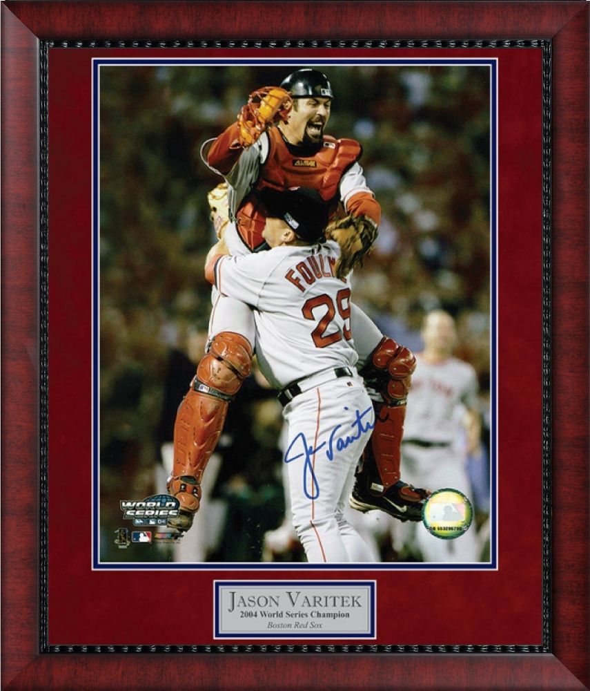 Jason Varitek Autograph Photo World Series 2004 Celebration with Keith  Foulke 23x27