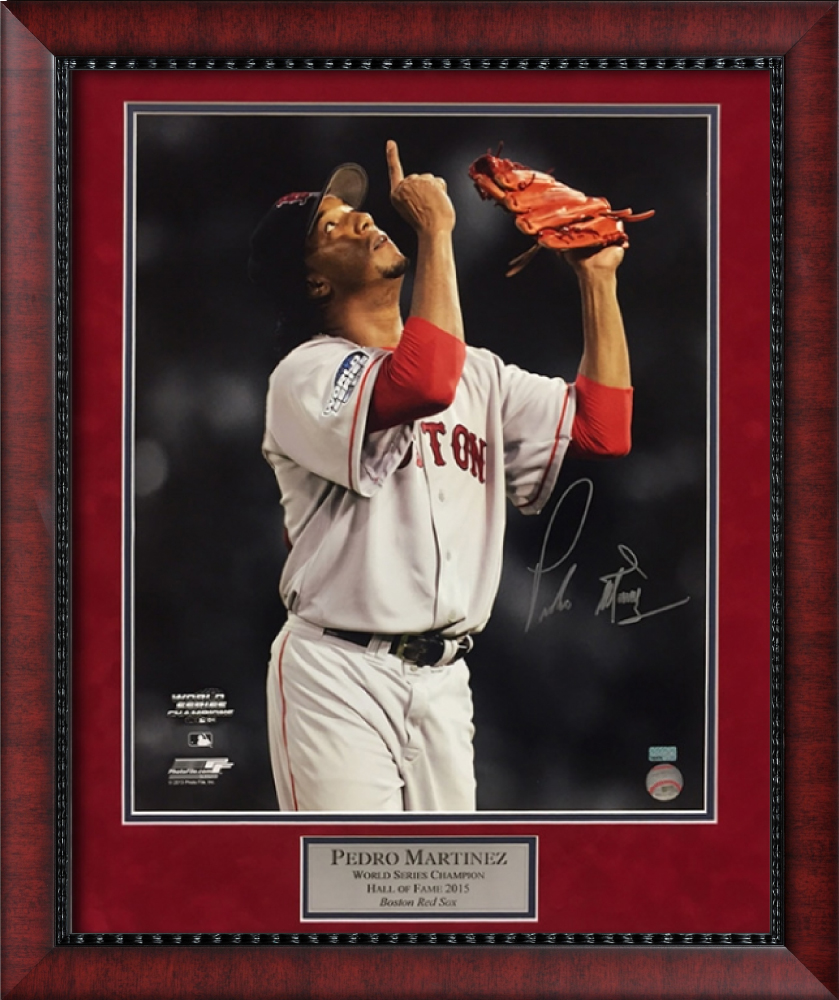 Pedro Martinez Autograph Photo World Series 2004 Game 3 Pointing Up 23x27  New England Picture Authentication - New England Picture