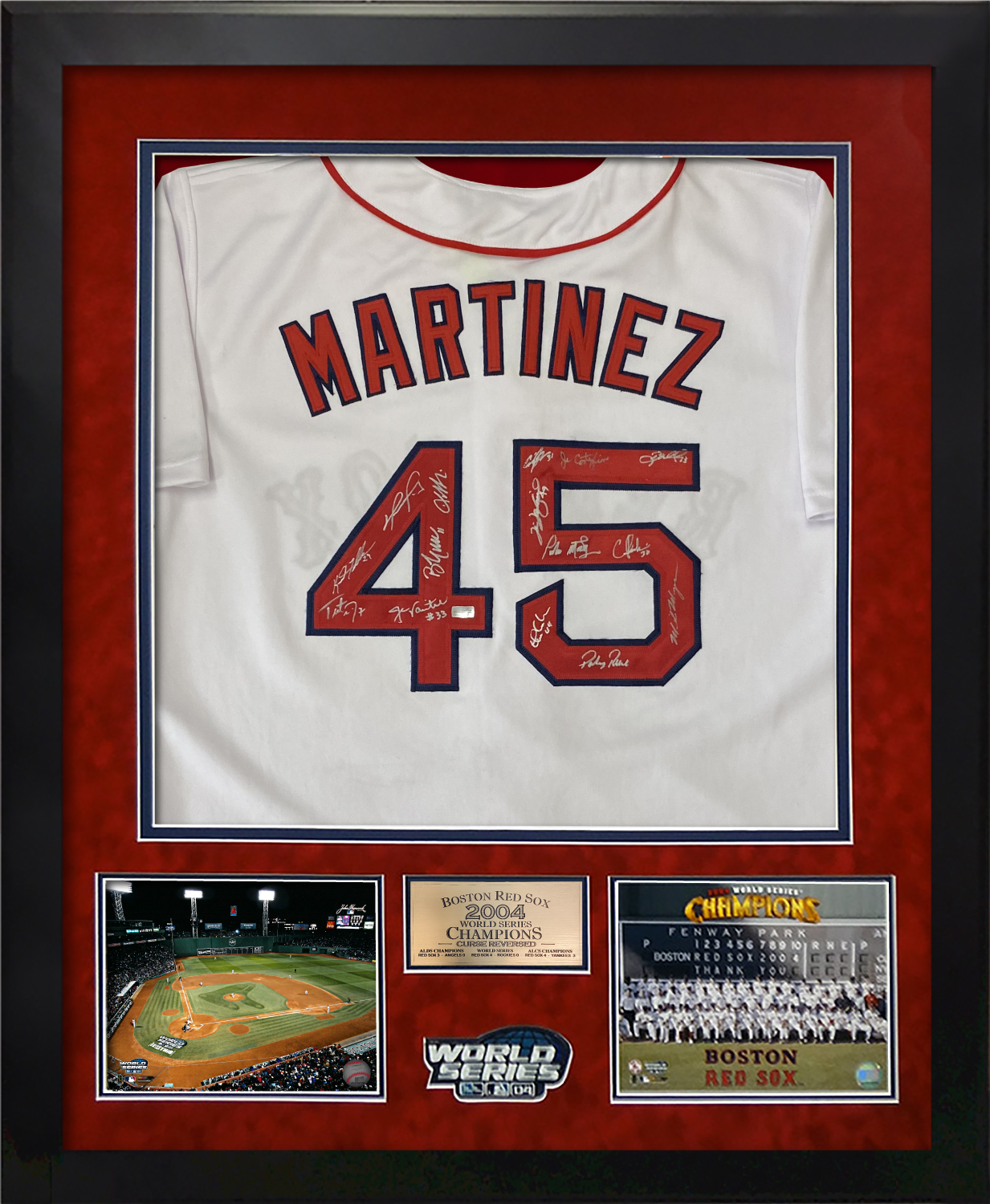 2004 Team Signed Boston Red Sox Autograph Jersey 15 Signatures Custom Framed