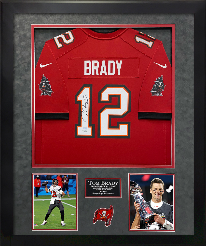 Tom Brady Autograph Jersey Tampa Bay Buccaneers Red Framed 32x40