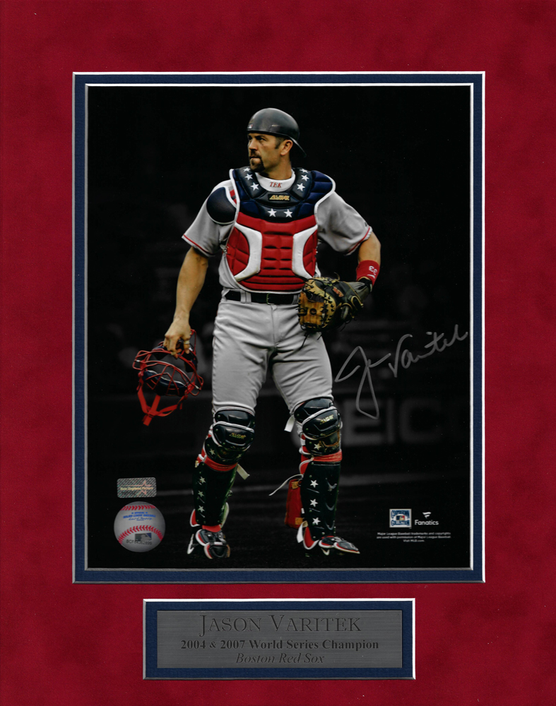 Jason Varitek Autograph Photo Red White & Blue Blacked Out 11x14 - New  England Picture