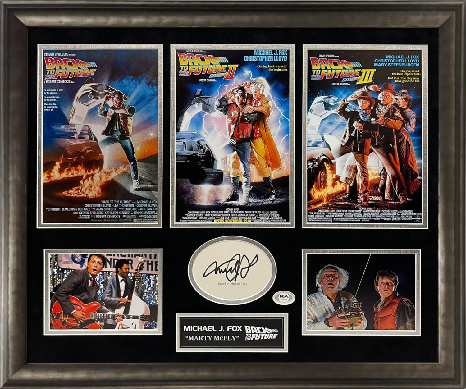 Michael J. Fox Autograph Back to The Future Collage 23x27 PSA/DNA  Authentication - New England Picture