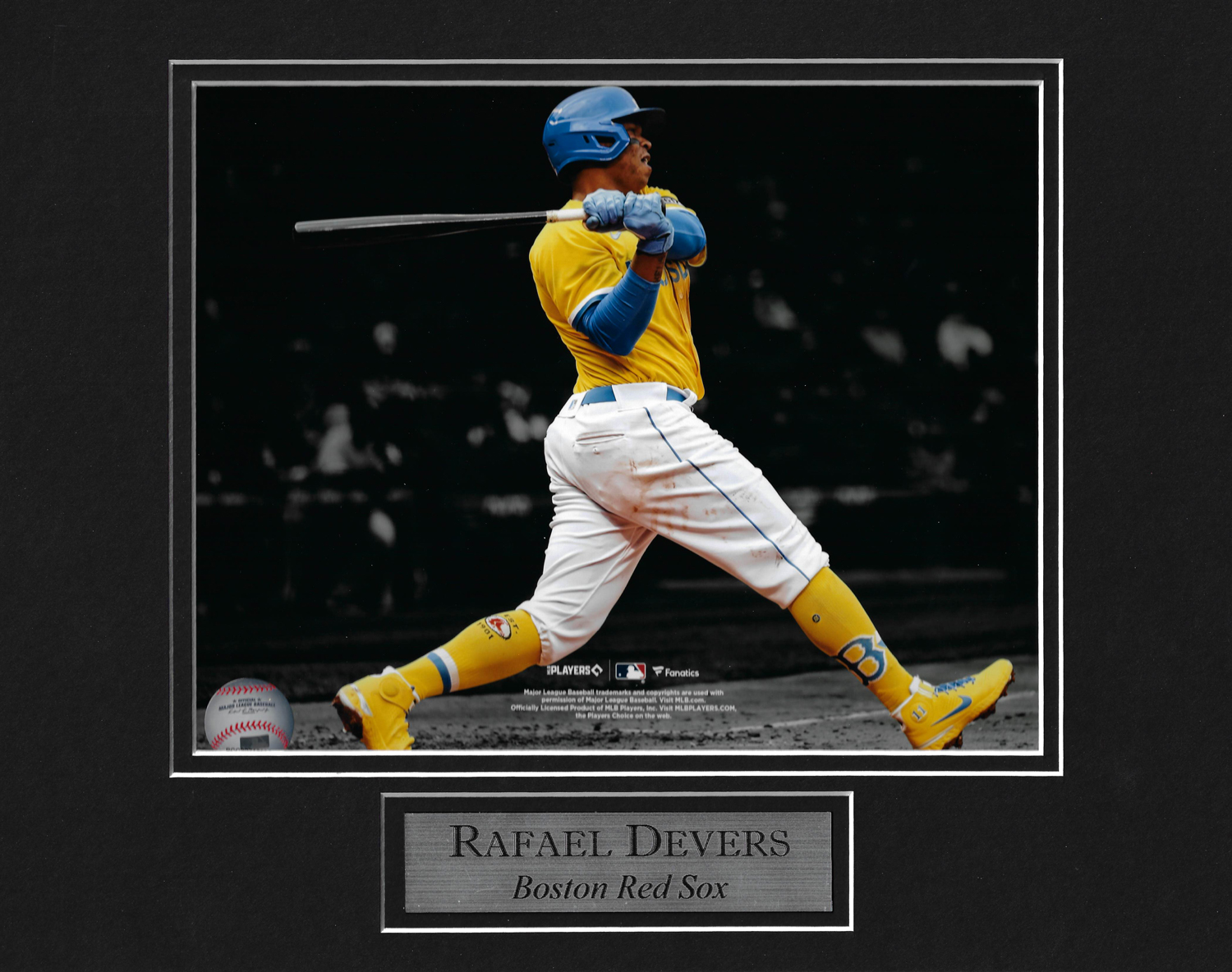 Rafael Devers Photo Yellow City Connect Uniform Swing Spotlight 11x14