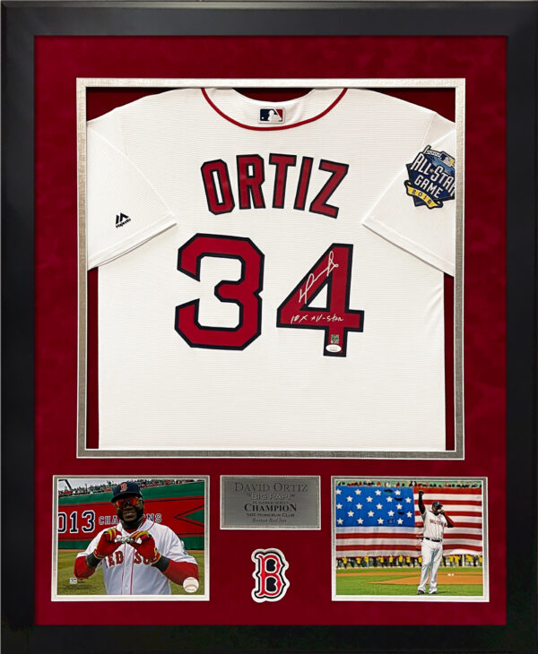 David Ortiz Autograph Jersey White All Star Game 2016 with Inscription 10x All Star Framed 37x45