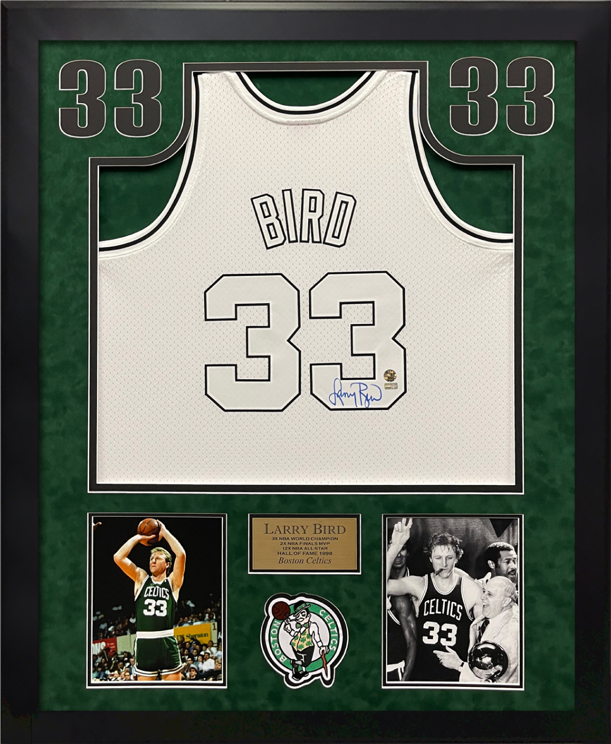 Larry Bird Boston Celtics Signed Autographed Green #33 Custom Jersey –