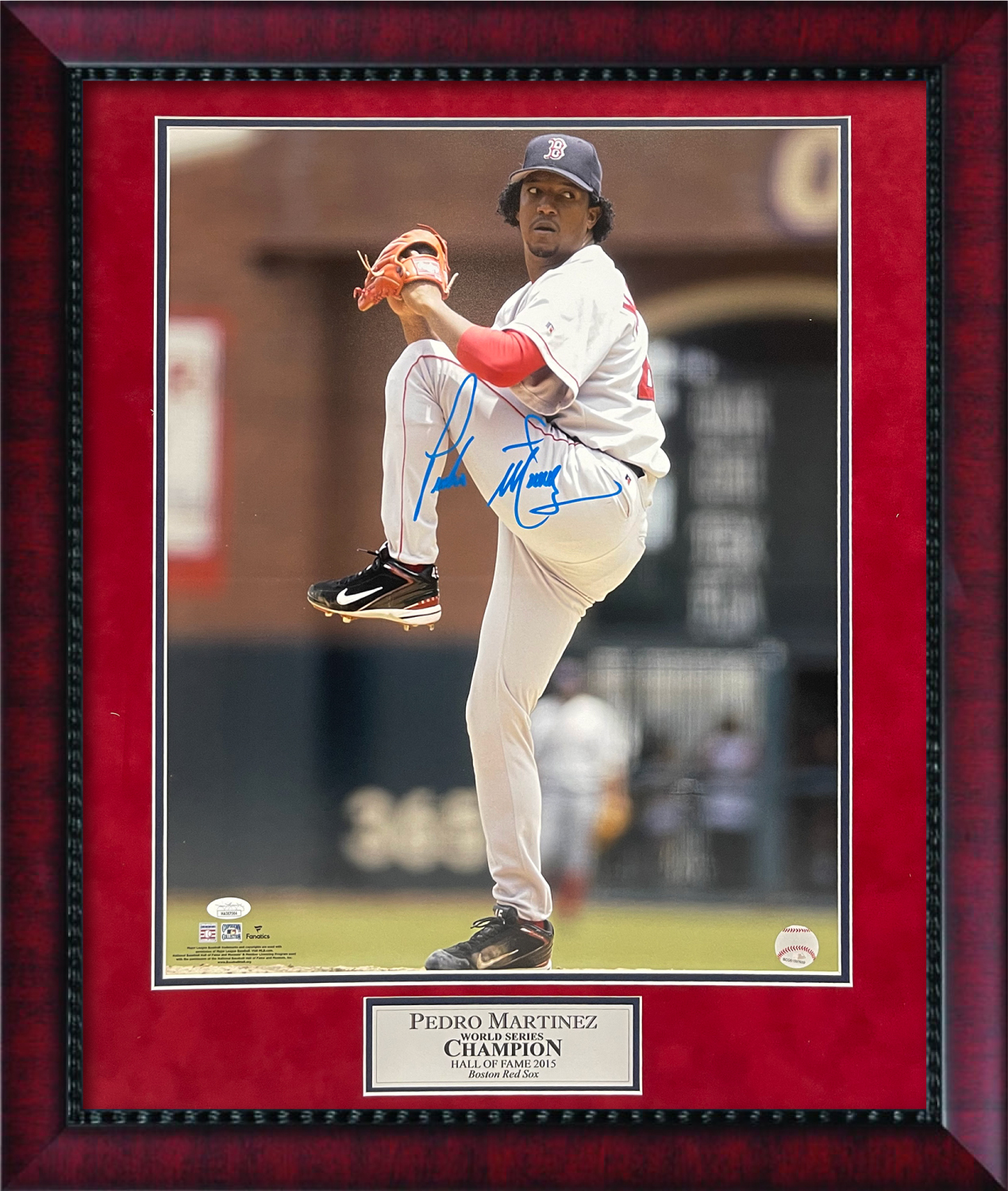 Pedro Martinez Autograph Photo Pitching 23x27 JSA Authentication