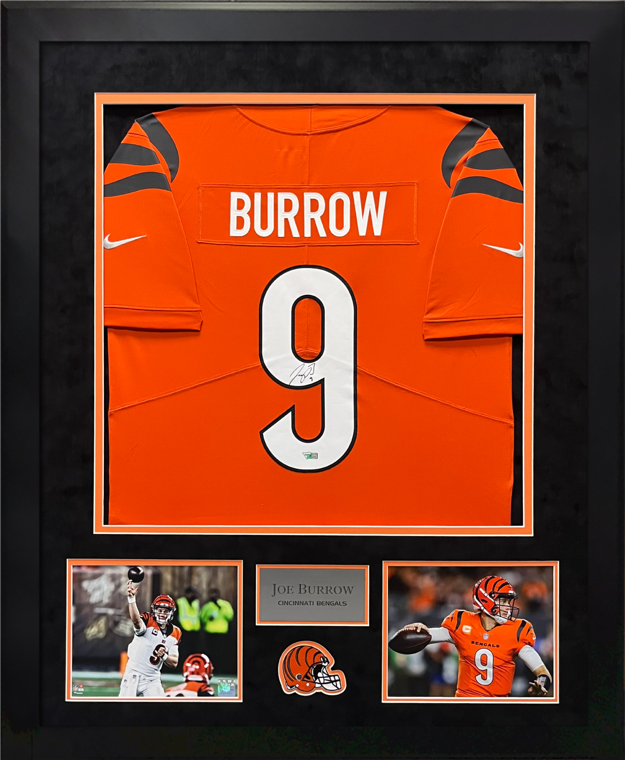Joe Burrow Autograph Jersey Cincinnati Bengals Orange Limited Jersey Framed  37x45