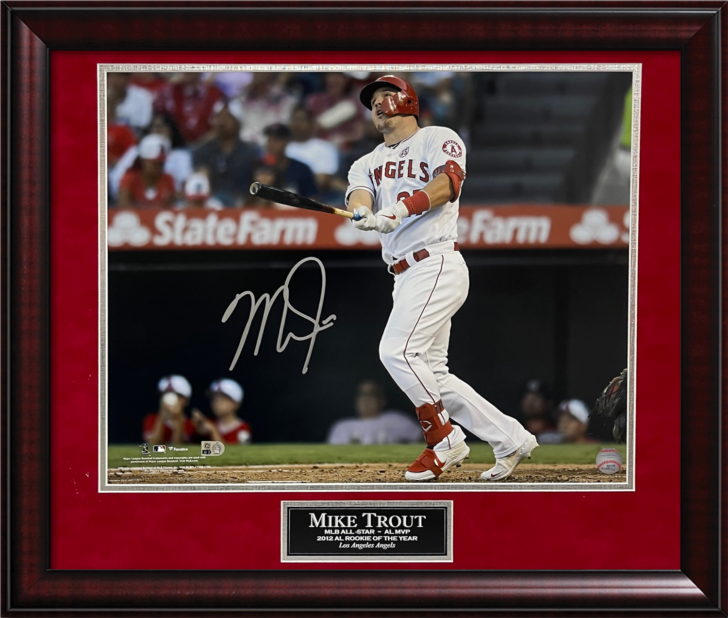 Mike Trout Autographed and Framed Red Angels Jersey