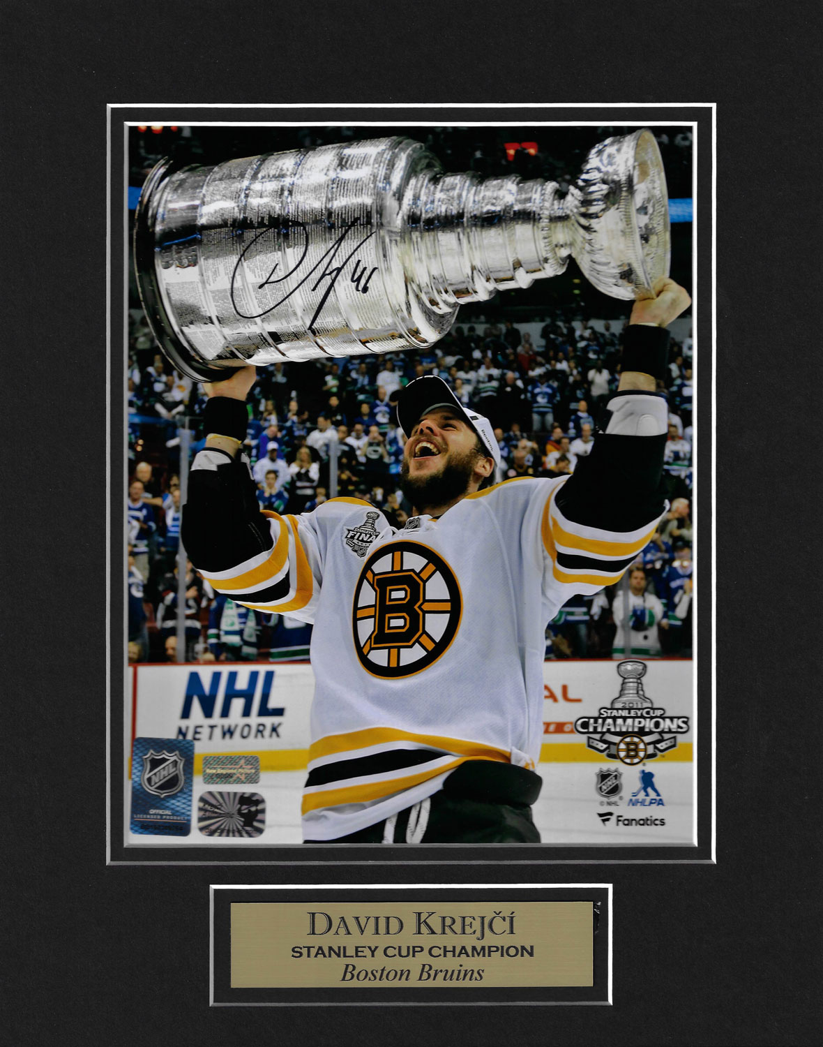 David Krejci Autograph Photo Holding Stanley Cup 11x14